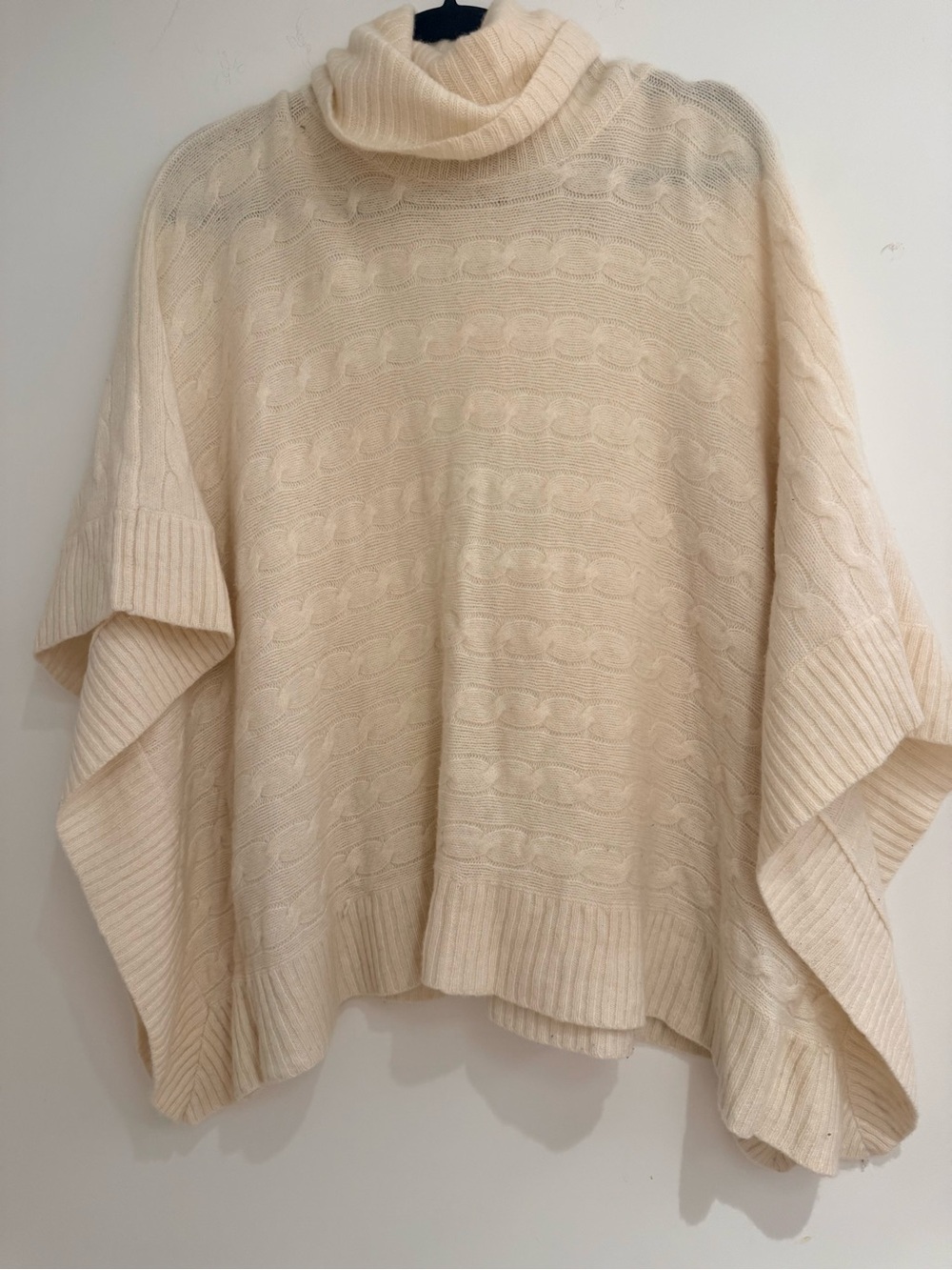 Polo Ralph Lauren Cream Cashmere Cable-Knit Turtleneck Poncho